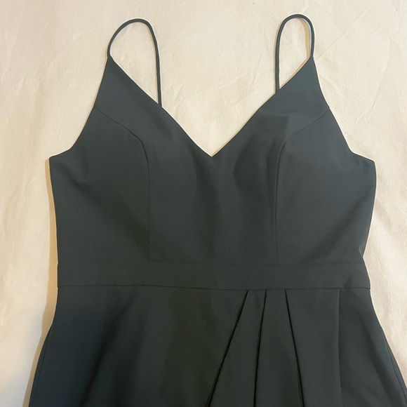 BHLDN Caron V-Neck Crepe Dress, Dark Emerald, Size 2 - Picture 3 of 6